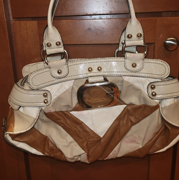 Guess Cream & Camel Patchwork Design Bag - Picture 5 of 14